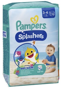 Scutece chilotel pentru apa Pampers Splashers Baby Shark Marimea 3, 6-11 kg, 12 buc, Resigilat, Grad A - Img 3