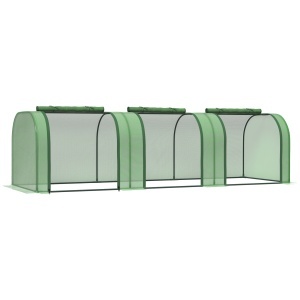 Sera de gradina tunel Re-Bloom, otel/PE 140g/m², 295x100x80 cm, usi rulante 115x73 cm, rezistenta vant nivel 4, verde - Verificat A · Re-Bloom