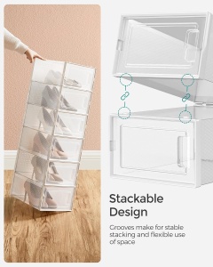 Set 15 cutii modulare pentru depozitare Songmics, plastic, transparent, 35,5 x 23,2 x 14,3 cm, Resigilat, Grad A - Img 4