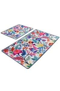 Set 2 covorase de baie, catifea 100%, 50x60 cm + 60x100 cm, fir 10mm, antiderapant antibacterian, lavabil 30°C, multicolor - Verificat A · Re-Bloom