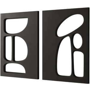 Set 2 decoratiuni de perete Re-Bloom, MDF, negru, 40 x 60 cm, Resigilat, Grad B
