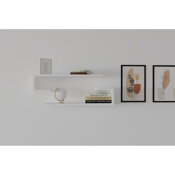 Set 2 rafturi de perete 60x19.6x15 cm, PAL 18mm melaminat 100%, alb - Verificat A · Re-Bloom - Img 2