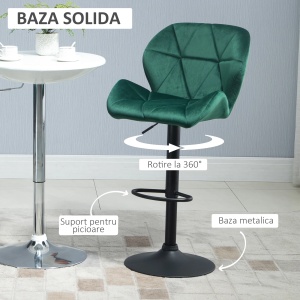 Set 2 scaune de bar Re-Bloom, poliester/otel, verde/negru, 51,5 x 57,5 x 93-114,5 cm, Resigilat, Grad A - Img 5