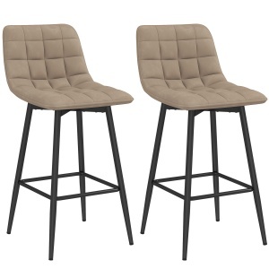 Set 2 scaune de bar tapitate Re-Bloom, poliester/metal, maro/negru, 45 x 47 x 84 cm, Resigilat, Grad A