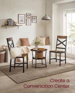 Set 2 scaune Vasagle, otel/PAL, negru/maro rustic, 43 x 43,4 x 95,5 cm, Resigilat, Grad A - Img 3