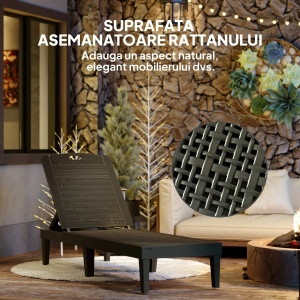 Set 2 sezlonguri de gradina Re-Bloom, polipropilena, 56x187x28 cm, spatar 4 pozitii reglabile, 120 kg, negru - Verificat A · Re-Bloom - Img 4