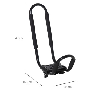 Set 2 suporturi pentru caiac/canoe cu conector universal, metal/TPR, 46x16.5x47 cm, sectiuni U 20.1cm distanta, capacitate 75kg, negru - Verificat A · Re-Bloom - Img 3