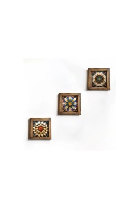 Set 3 tablouri decorative inramate MDF 16x16x2 cm, imprimare UV, cadru molid 100%, multicolor - Verificat A · Re-Bloom - Img 4