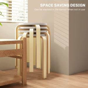 Set 4 scaune stivuibile placaj 40x40x45 cm, sezut 32x32 cm, finisaj vopsit, tampoane antiderapante, 120 kg, natur/alb - Verificat A · Re-Bloom - Img 5