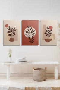 Set 4 tablouri decorative canvas 50x70 cm, panza/lemn, multicolor - Verificat A · Re-Bloom
