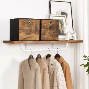 Set 6 cutii de depozitare, carton/panza Oxford, maro rustic/negru, 30 x 30 x 30 cm, Resigilat, Grad A - Img 2
