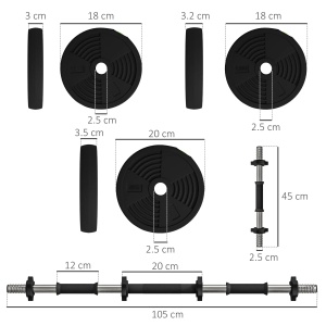 Set de 2 greutati 2in1, reglabile, otel/plastic, negru/verde, 105 x 20 x 20 cm, Resigilat, Grad A - Img 3