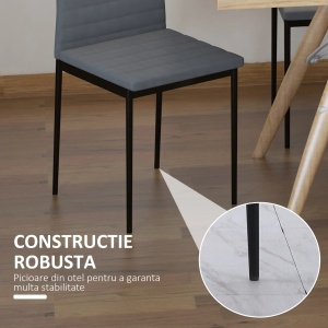 Set de 4 scaune tapitate Re-Bloom, poliester/metal, gri/negru, 41 x 50 x 97 cm, Resigilat, Grad A - Img 4