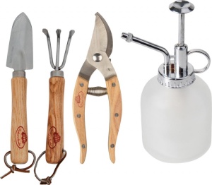 Set de accesorii pentru gradinarit Klara by Esschert Design, 4 piese, inox/lemn/plastic, natur/argintiu - Img 2