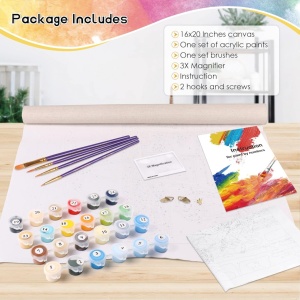 Set de pictura cu numere Toudorp, vopsea acrilica, peisaj multicolor, 50 x 40 cm - Img 3
