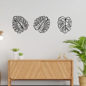 Set decor de perete Re-Bloom, 3 piese, metal, negru - Img 4