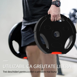 Set Gantere 25 kg (2×10 kg + 5 kg) cu discuri de nisip, negru, Resigilat, Grad A - Img 2