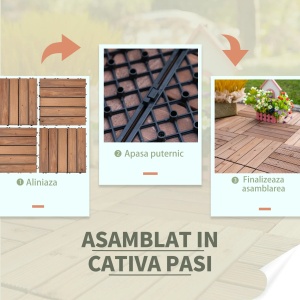 Set gresie exterior din lemn de brad si PVC, 27 bucati, interblocabila, antiderapanta, 30x30x2.5cm, Maro - Verificat A · Re-Bloom - Img 5