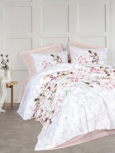 Set husa pilota + 2 fete de perna, bumbac ranforce 100%, 240x220 cm + 2x60x60 cm, model floral, multicolor - Verificat A · Re-Bloom
