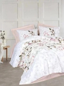 Set husa pilota + 2 fete de perna, bumbac ranforce 100%, 240x220 cm + 2x60x60 cm, model floral, multicolor - Verificat A · Re-Bloom