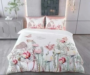 Set husa pilota + fata de perna, 70% bumbac/30% poliester, 135x200 cm + 80x80 cm, imprimeu pigmentat, lavabil 30°C, multicolor - Verificat A · Re-Bloom