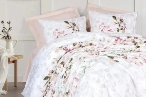 Set husa pilota + fata de perna, bumbac ranforce 100%, 155x220 cm + 80x80 cm, 145 fire, imprimeu pigmentat, inchidere nasturi/plic, multicolor - Verificat A · Re-Bloom