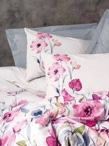 Set husa pilota + fata de perna, bumbac ranforce 100%, 155x220 cm + 80x80 cm, model floral, multicolor - Verificat A · Re-Bloom - Img 3