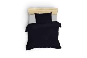 Set husa pilota + fata de perna, satin bumbac 100%, 135x200 cm + 80x80 cm, albastru inchis - Verificat A · Re-Bloom - Img 2