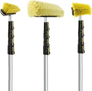 Set maner telescopic si 3 perii DocaPole, microfibra/plastic/aluminiu, galben/negru/argintiu, 9,1 m