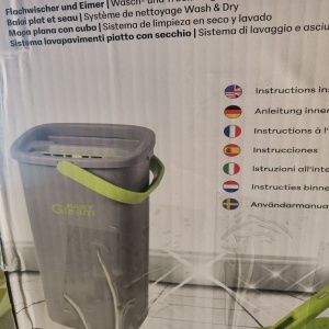 Set mop si galeata, mop plat cu maner din otel inoxidabil, galeata inovatoare cu doua camere pentru utilizare umeda si uscata, 1 Rezerva, Resigilat, Grad A - Img 5