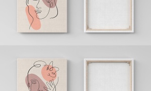 Set tablou decorativ Re-Bloom, 2 piese, panza/lemn, multicolor, 50 x 50 cm - Img 2