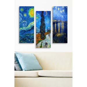 Set tablou decorativ Re-Bloom, 3 piese, Vincent van Gogh, MDF, multicolor, 70 x 50 cm - Img 2