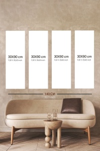 Set tablou decorativ Re-Bloom, 4 piese, lemn/panza, multicolor, 30 x 90 cm - Img 2