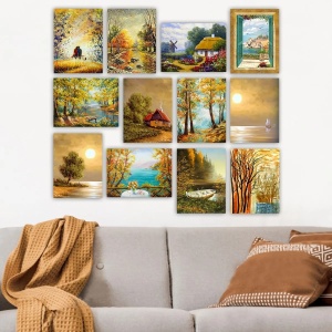 Set tablouri decorative Re-Bloom, 12 piese, MDF, multicolor, 20 x 15 cm
