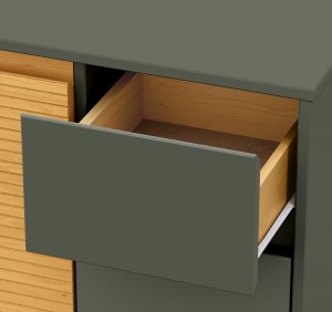 Stady dulap pentru lavoar 83x62x35 cm, 1 usa, 2 sertare, lemn masiv pin lacuit, verde/natur - Verificat A · Re-Bloom - Img 5