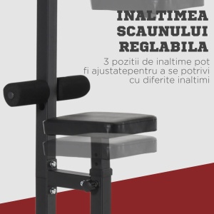 Statie fitness pull-down Re-Bloom, otel/PVC, 107x120x190 cm, banca reglabila, cablu, sezut max 58 cm, 100 kg, negru - Verificat A · Re-Bloom - Img 4