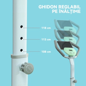 Stepper fitness Re-Bloom, cu manere reglabile, ecran LCD, otel/ABS, alb/verde, 48 x 38 x 108-118 cm, Resigilat, Grad A - Img 5