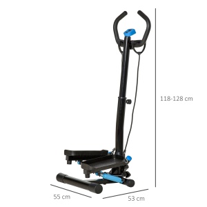 Stepper fitness Re-Bloom, otel/ABS, 55x53x118-128 cm, benzi elastice+monitor LCD, distanta pasire 12-30 cm, 120 kg, negru/albastru - Verificat A · Re-Bloom - Img 2