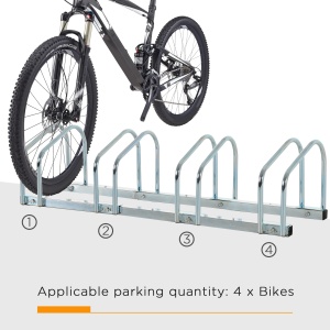 Suport biciclete otel zincat, 4 locuri, modular, 110x33x27cm, Argintiu - Verificat A · Re-Bloom - Img 6