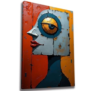 Tablou decorativ canvas 70x100 cm, 50% bumbac/50% poliester, design contemporan abstract, multicolor - Verificat A · Re-Bloom