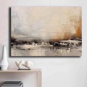 Tablou decorativ canvas 70x100 cm, panza 100% grosime 2.8mm, rama lemn pin 100%, alb/gri/auriu - Verificat A · Re-Bloom