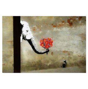 Tablou decorativ canvas model elefant 70x100 cm, panza/lemn, multicolor - Verificat A · Re-Bloom
