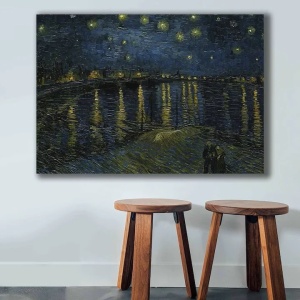 Tablou decorativ canvas Vincent van Gogh, 70x100 cm, panza 100%, cadru lemn 100% grosime 2.8 cm, albastru inchis/galben - Verificat A · Re-Bloom - Img 2