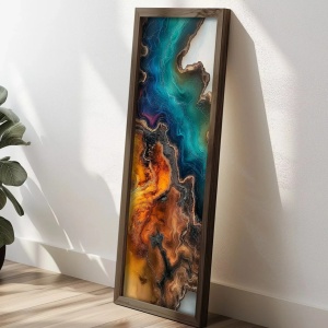 Tablou decorativ MDF/lemn masiv, 40x120x3.5 cm, format panoramic, multicolor - Verificat A · Re-Bloom - Img 4