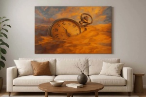 Tablou decorativ model ceas canvas 70x100 cm, panza/lemn, auriu/gri - Verificat A · Re-Bloom - Img 2