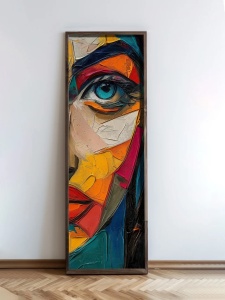 Tablou decorativ model fata MDF/lemn masiv 40x120x3.5 cm, format vertical, design artistic modern, multicolor - Verificat A · Re-Bloom - Img 5