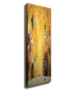 Tablou decorativ Re-Bloom, model abstract, lemn/panza, multicolor, 30 x 80 cm