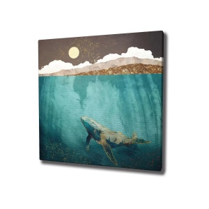 Tablou decorativ Re-Bloom, model balena, panza/lemn, multicolor, 45 x 45 cm