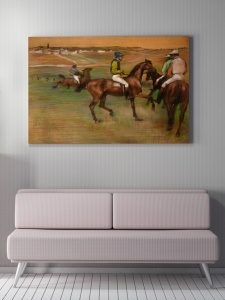 Tablou decorativ Re-Bloom, model cai de curse, panza/lemn, multicolor, 50 x 70 cm - Img 3