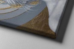 Tablou decorativ Re-Bloom, model femeie, panza/lemn, gri/auriu, 70 x 100 cm - Img 5
